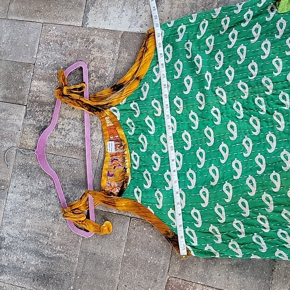 Kantha Cotton Tie-Shoulder Dress OS Can Be Reversed - Picture 6 of 9